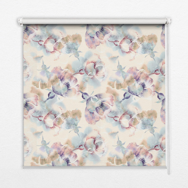 Modern roller blind Colorful painted flowers
