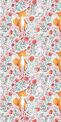 Roller blind for large window with animals and plants pattern