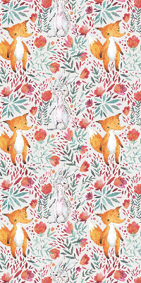 Roller blind for large window with animals and plants pattern