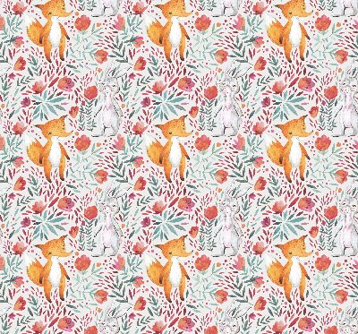 Roller blind for large window with animals and plants pattern