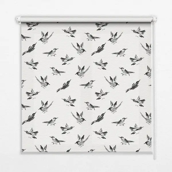 Modern roller blind with birds pattern
