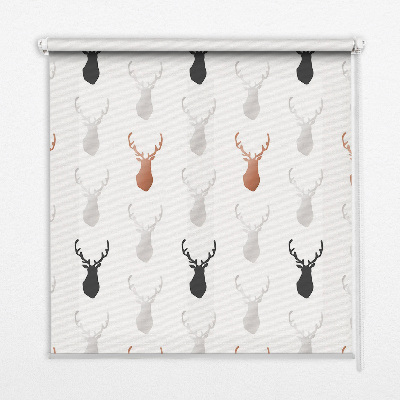 Fabric roller blind with drawn deer heads pattern