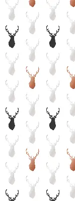 Fabric roller blind with drawn deer heads pattern