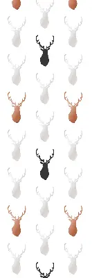 Fabric roller blind with drawn deer heads pattern