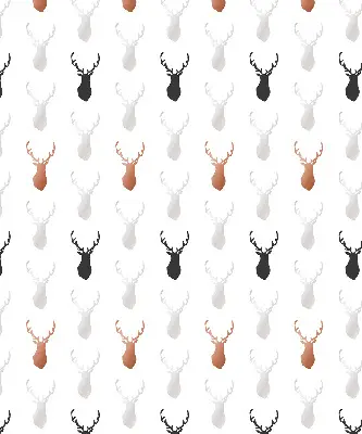 Fabric roller blind with drawn deer heads pattern