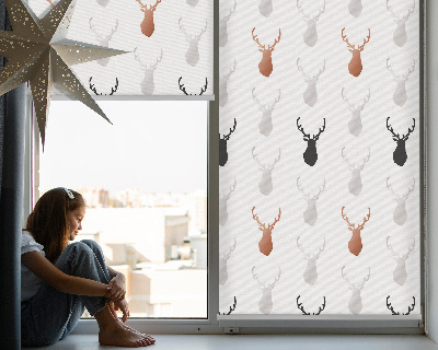 Fabric roller blind Drawn deer heads