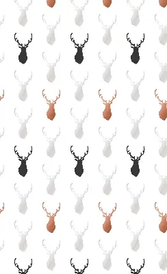 Fabric roller blind with drawn deer heads pattern