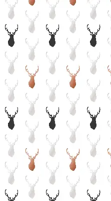 Fabric roller blind with drawn deer heads pattern