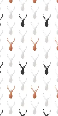 Fabric roller blind with drawn deer heads pattern