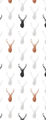 Fabric roller blind with drawn deer heads pattern