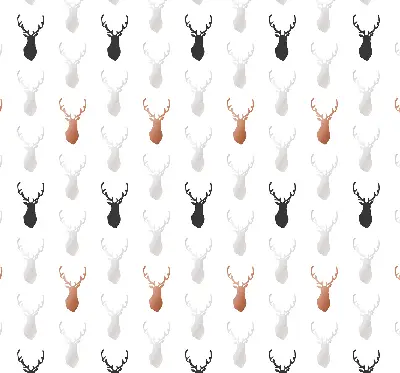 Fabric roller blind with drawn deer heads pattern