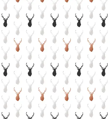 Fabric roller blind with drawn deer heads pattern