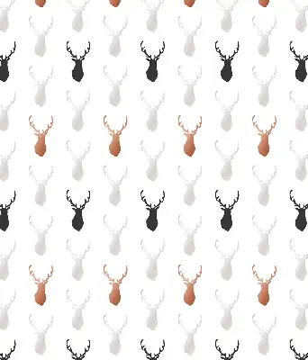 Fabric roller blind with drawn deer heads pattern