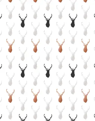 Fabric roller blind with drawn deer heads pattern
