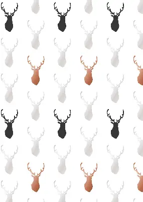 Fabric roller blind with drawn deer heads pattern