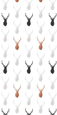 Fabric roller blind with drawn deer heads pattern