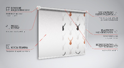Fabric roller blind Drawn deer heads