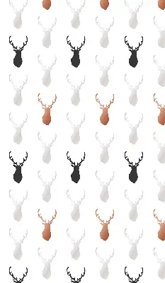 Fabric roller blind with drawn deer heads pattern