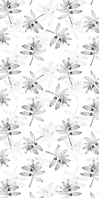 Roller blind for large window gray sketched leaves pattern