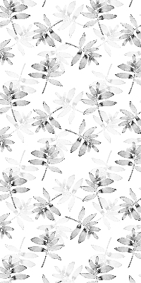 Roller blind for large window Gray sketched leaves