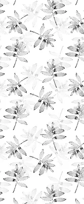 Roller blind for large window gray sketched leaves pattern