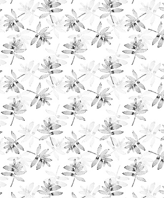 Roller blind for large window gray sketched leaves pattern