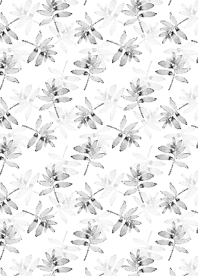 Roller blind for large window Gray sketched leaves