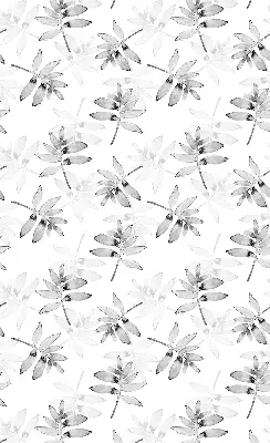Roller blind for large window gray sketched leaves pattern