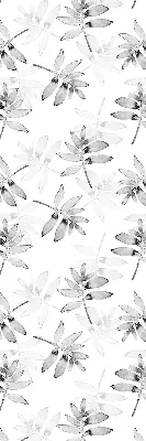 Roller blind for large window gray sketched leaves pattern