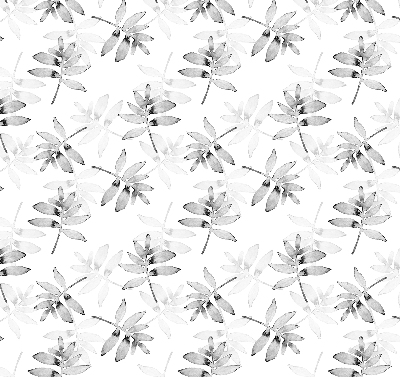 Roller blind for large window Gray sketched leaves