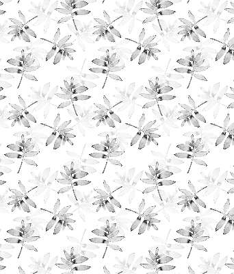 Roller blind for large window Gray sketched leaves