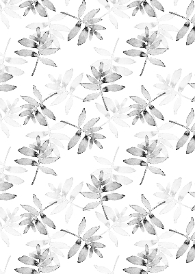 Roller blind for large window Gray sketched leaves