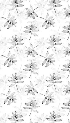 Roller blind for large window gray sketched leaves pattern