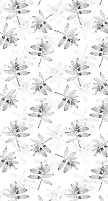 Roller blind for large window gray sketched leaves pattern