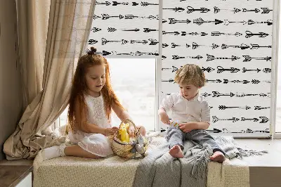 Fabric roller blind with sketch of arrows pattern