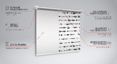 Fabric roller blind with sketch of arrows pattern