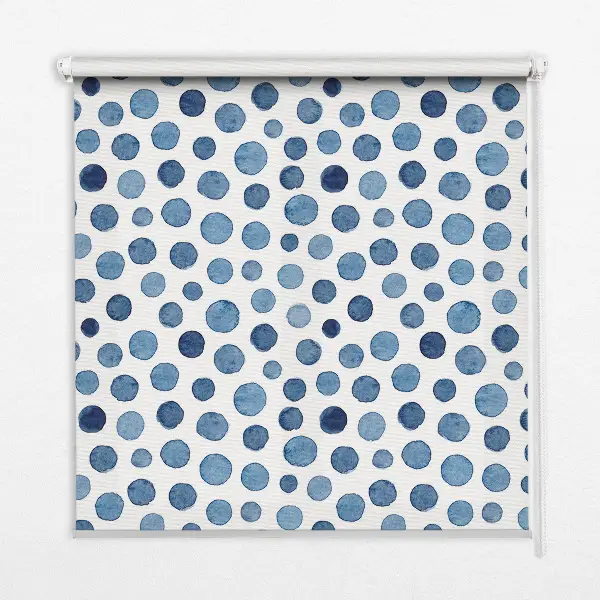 Modern roller blind with blue dots pattern