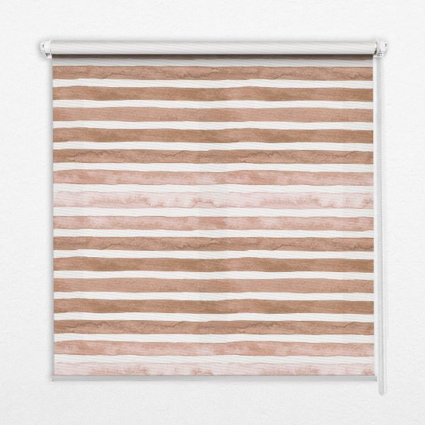 Fabric roller blind with brown painted stripes