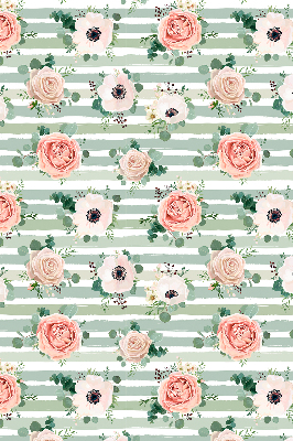 Modern roller blind Roses on green horizontal stripes