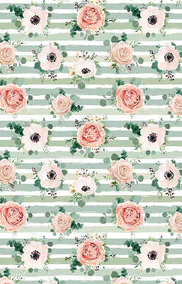 Modern roller blind Roses on green horizontal stripes
