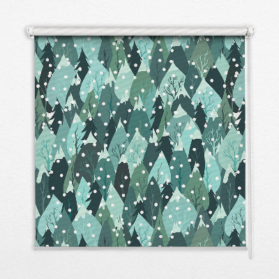 Roller blind for large window Forest and falling snow