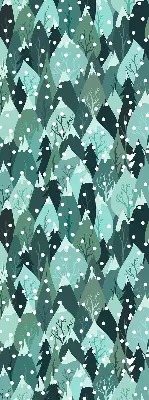 Roller blind for large window with forest and falling snow print