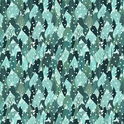 Roller blind for large window with forest and falling snow print