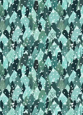 Roller blind for large window with forest and falling snow print