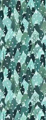 Roller blind for large window with forest and falling snow print
