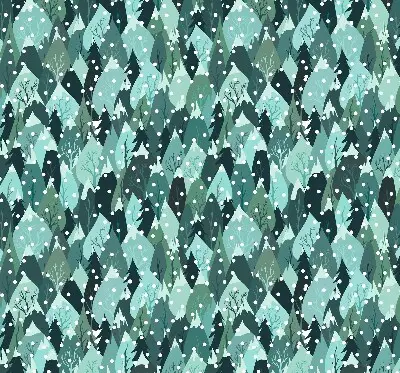 Roller blind for large window with forest and falling snow print