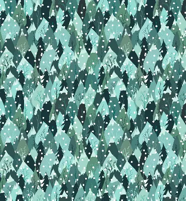 Roller blind for large window with forest and falling snow print