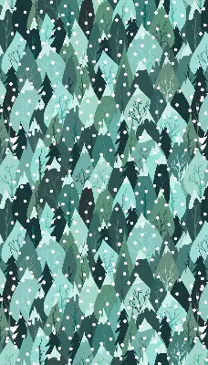 Roller blind for large window with forest and falling snow print