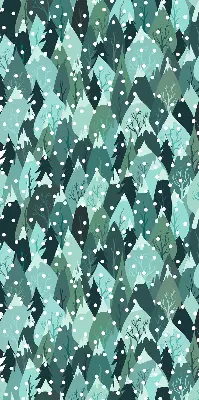 Roller blind for large window with forest and falling snow print