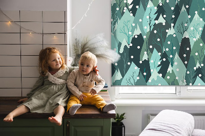 Roller blind for large window Forest and falling snow